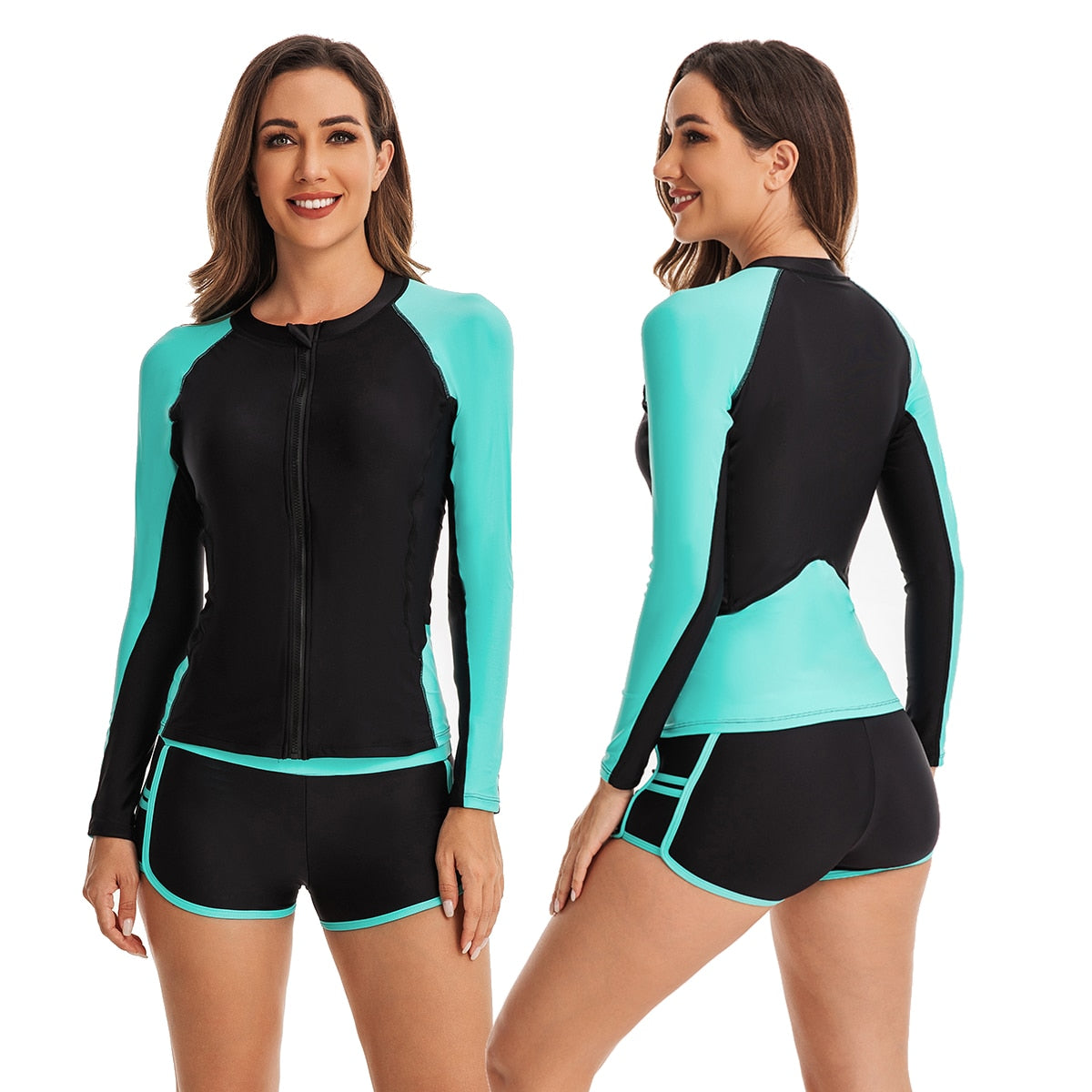 Two Piece Rash Guards Swim Surf Shirt