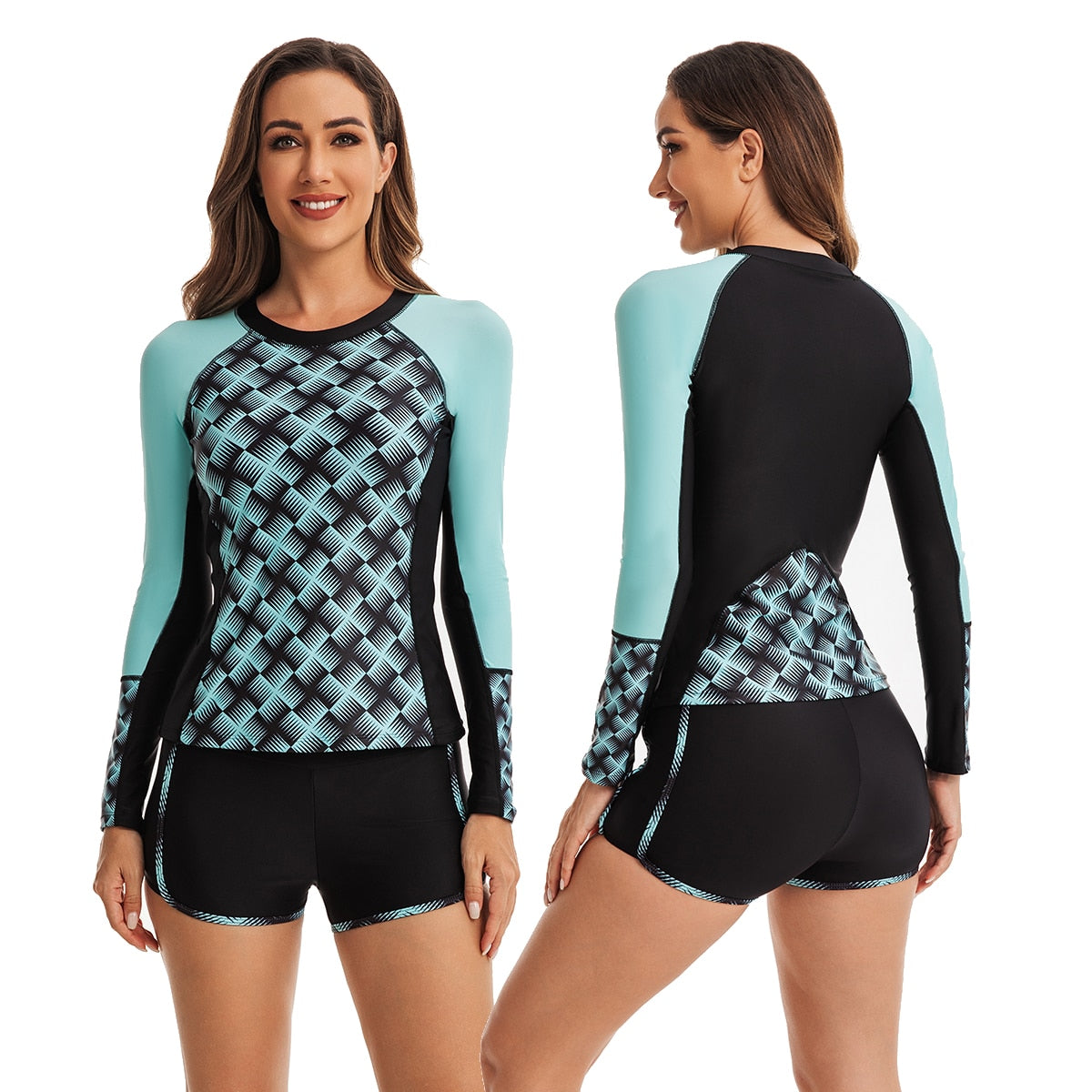 Two Piece Rash Guards Swim Surf Shirt