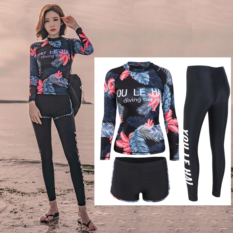 Women Long Sleeve Swimsuit | surfing, diving, snorkeling, wakeboarding