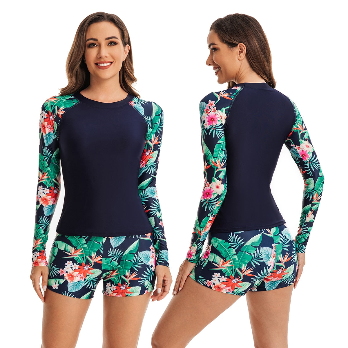 Two Piece Rash Guards Swim Surf Shirt