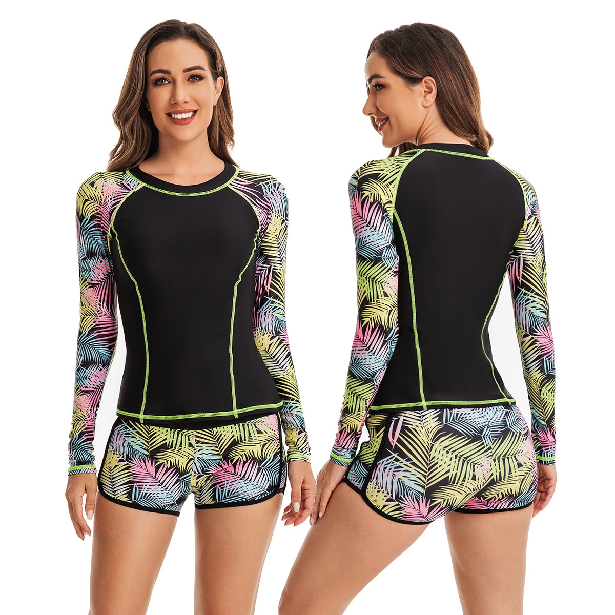 Two Piece Rash Guards Swim Surf Shirt