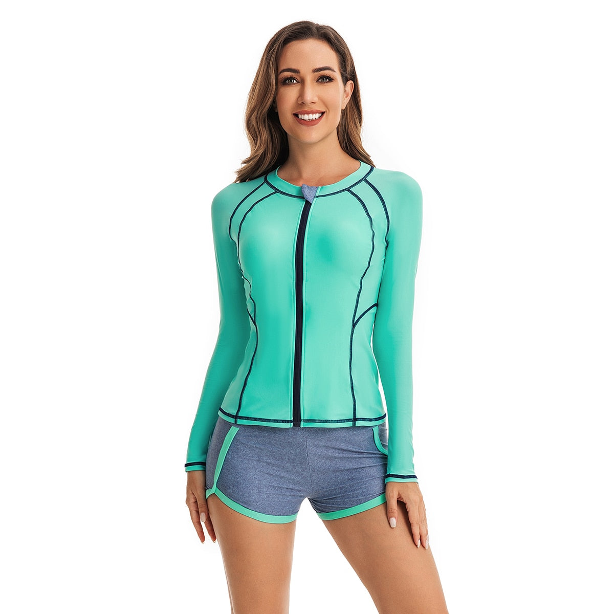 Two Piece Rash Guards Swim Surf Shirt