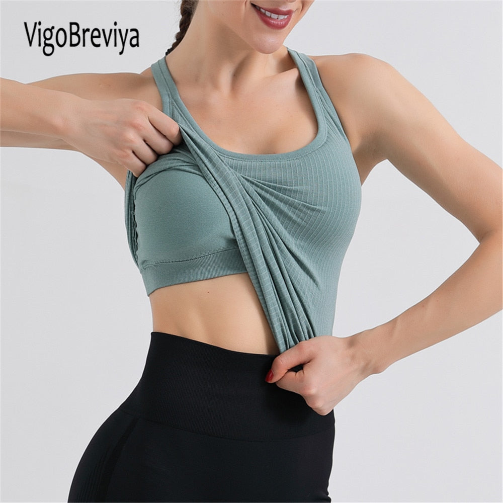 Seamless Yoga Tops With Bra