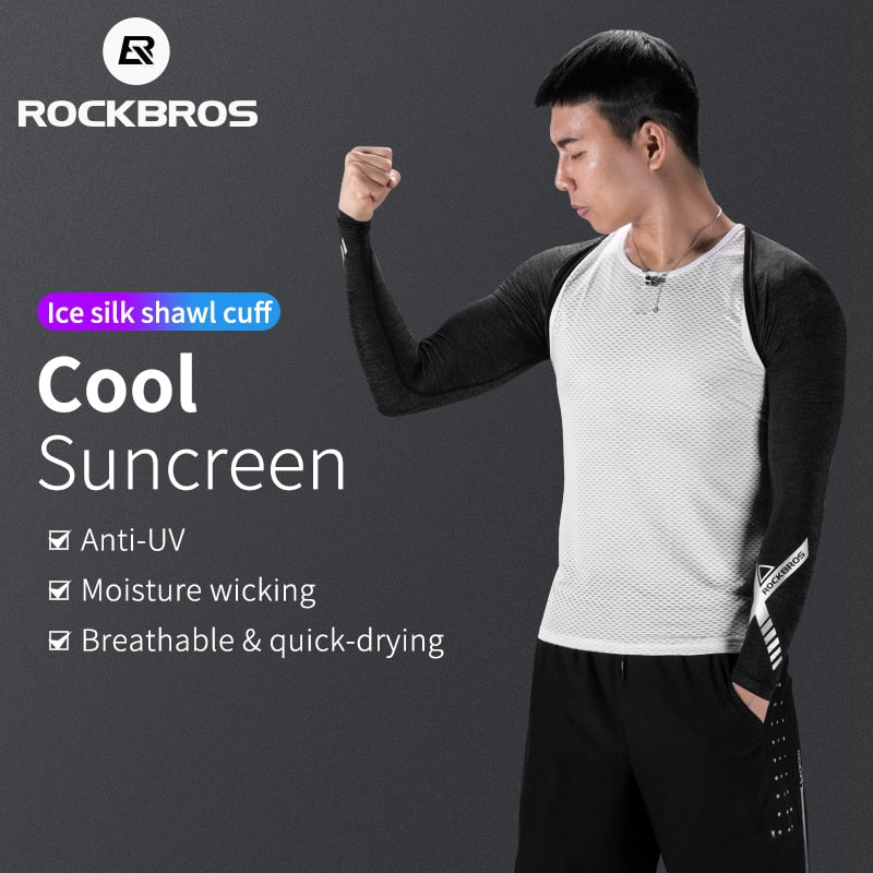 ROCKBROSS Summer Ice Silk Anti-UV Shawl Cuff Men Women Cycling Arm Sleeves Volleyball Fishing Running Outdoor Sports Arm Warmers