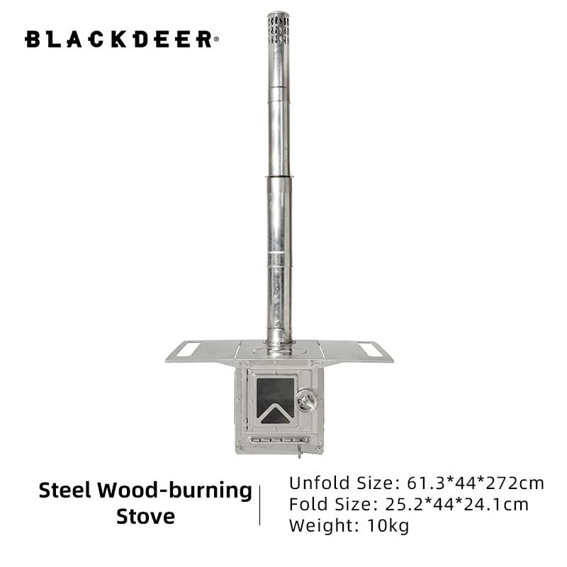 Outdoor 304 Stainless Steel Tent Wood Stove with Pipes