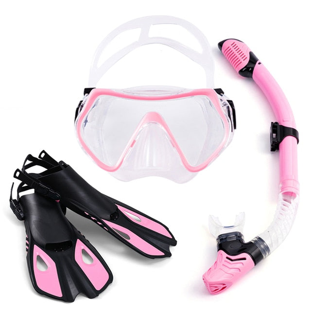 Diving Swimming Fins Set Diving Equipment Snorkeling Flippers Swimming Goggles Snorkel Set Adult Flippers Underwater