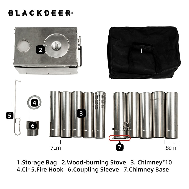 Outdoor 304 Stainless Steel Tent Wood Stove with Pipes
