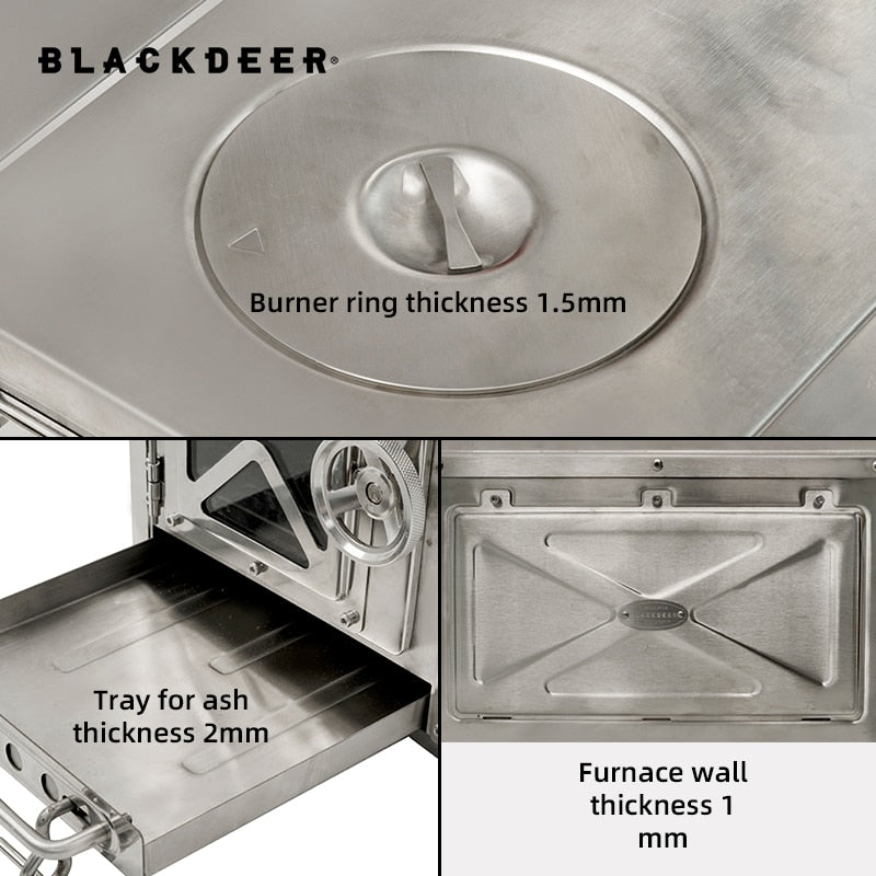 Outdoor 304 Stainless Steel Tent Wood Stove with Pipes