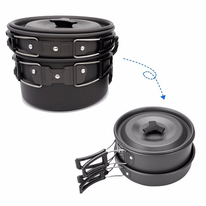 Outdoor Pots Pans Camping Cookware Picnic Cooking Set