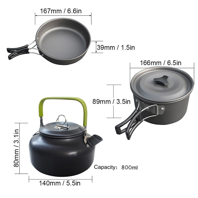 Outdoor Pots Pans Camping Cookware Picnic Cooking Set