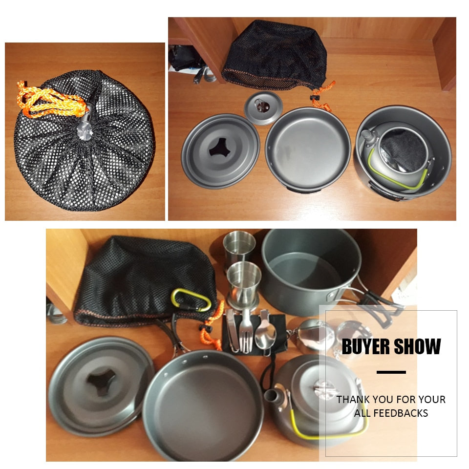 Outdoor Pots Pans Camping Cookware Picnic Cooking Set