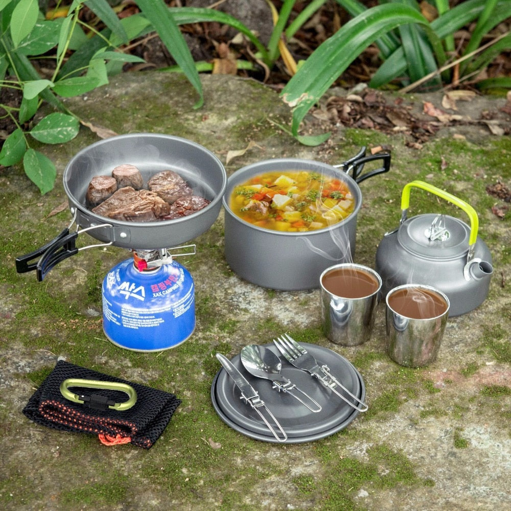 Outdoor Pots Pans Camping Cookware Picnic Cooking Set