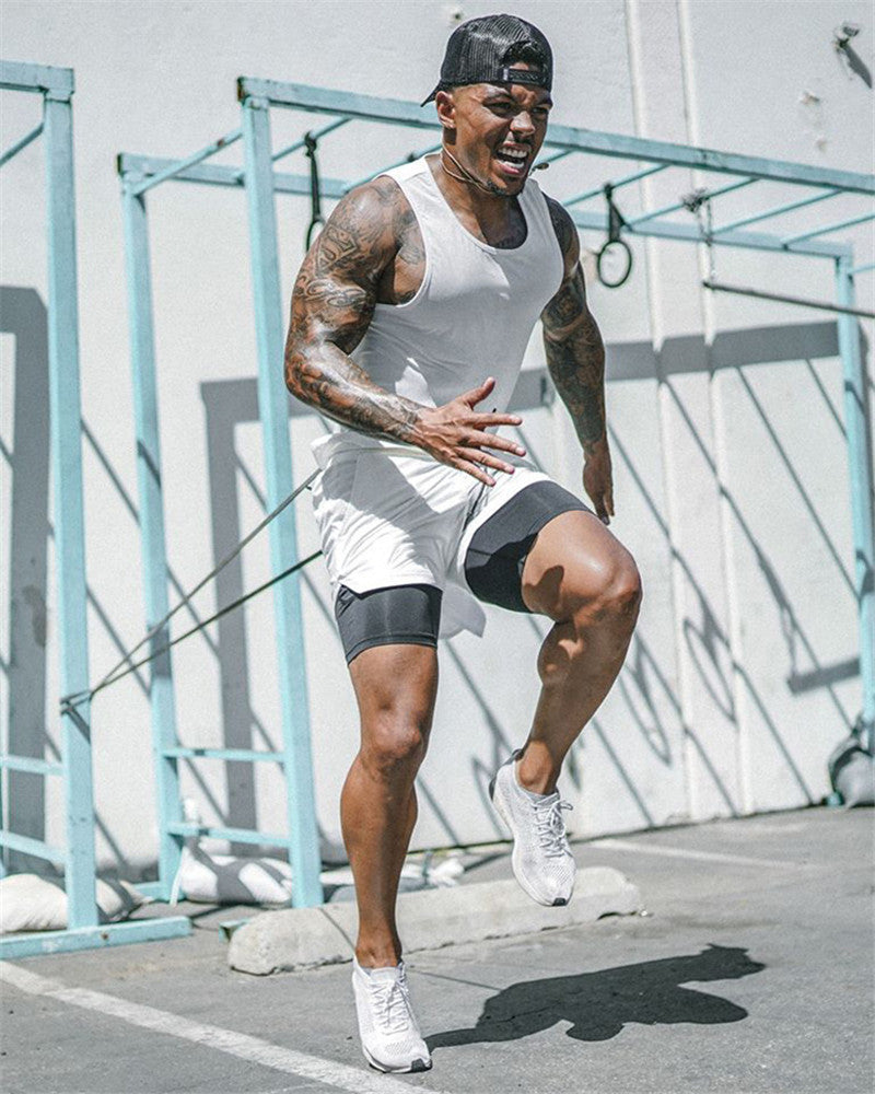 Men Double-deck Quick Dry Running Shorts