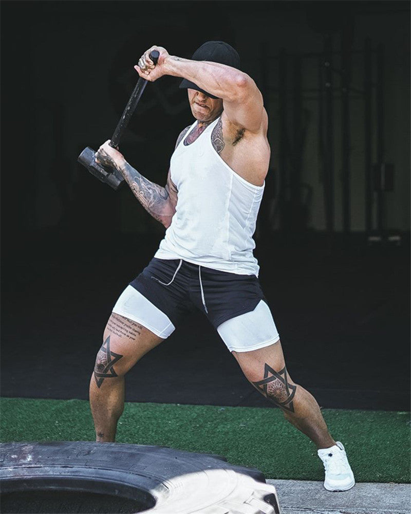 Men Double-deck Quick Dry Running Shorts