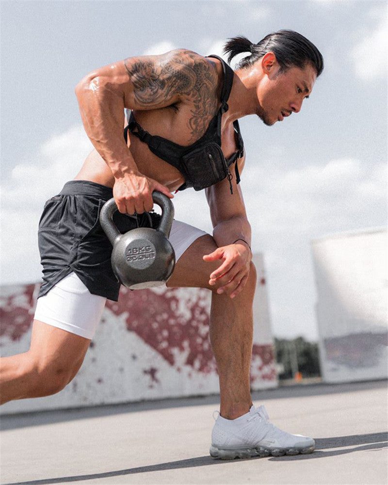 Men Double-deck Quick Dry Running Shorts