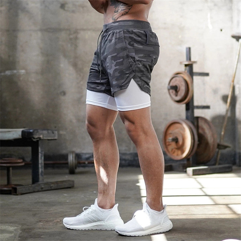 Men Double-deck Quick Dry Running Shorts