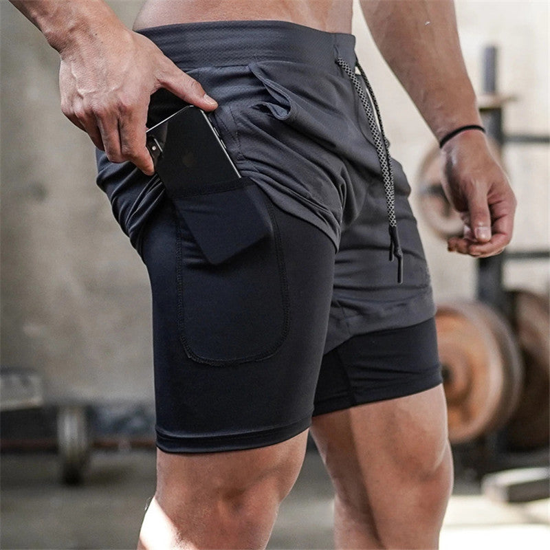 Men Double-deck Quick Dry Running Shorts