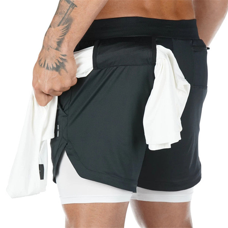 Men Double-deck Quick Dry Running Shorts