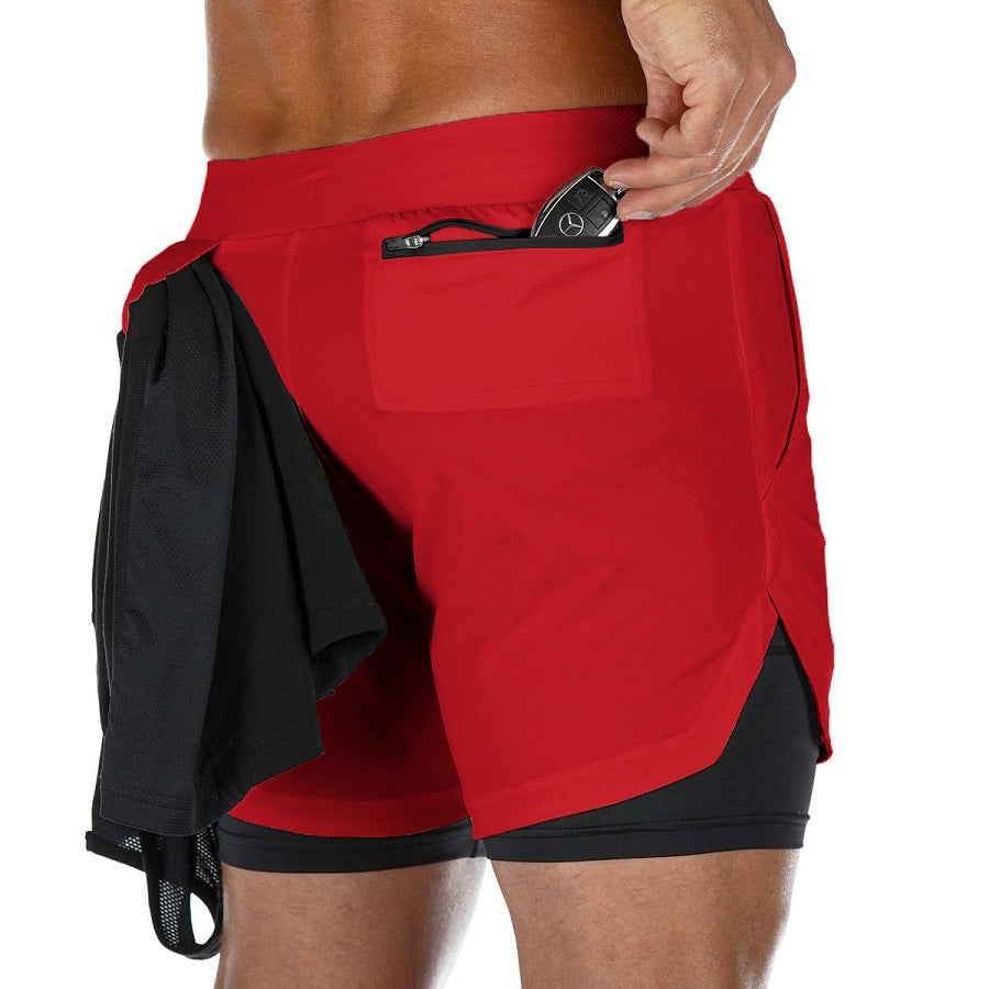 Men Double-deck Quick Dry Running Shorts