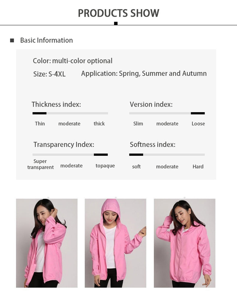 Men Women Hiking Jacket Waterproof Quick Dry