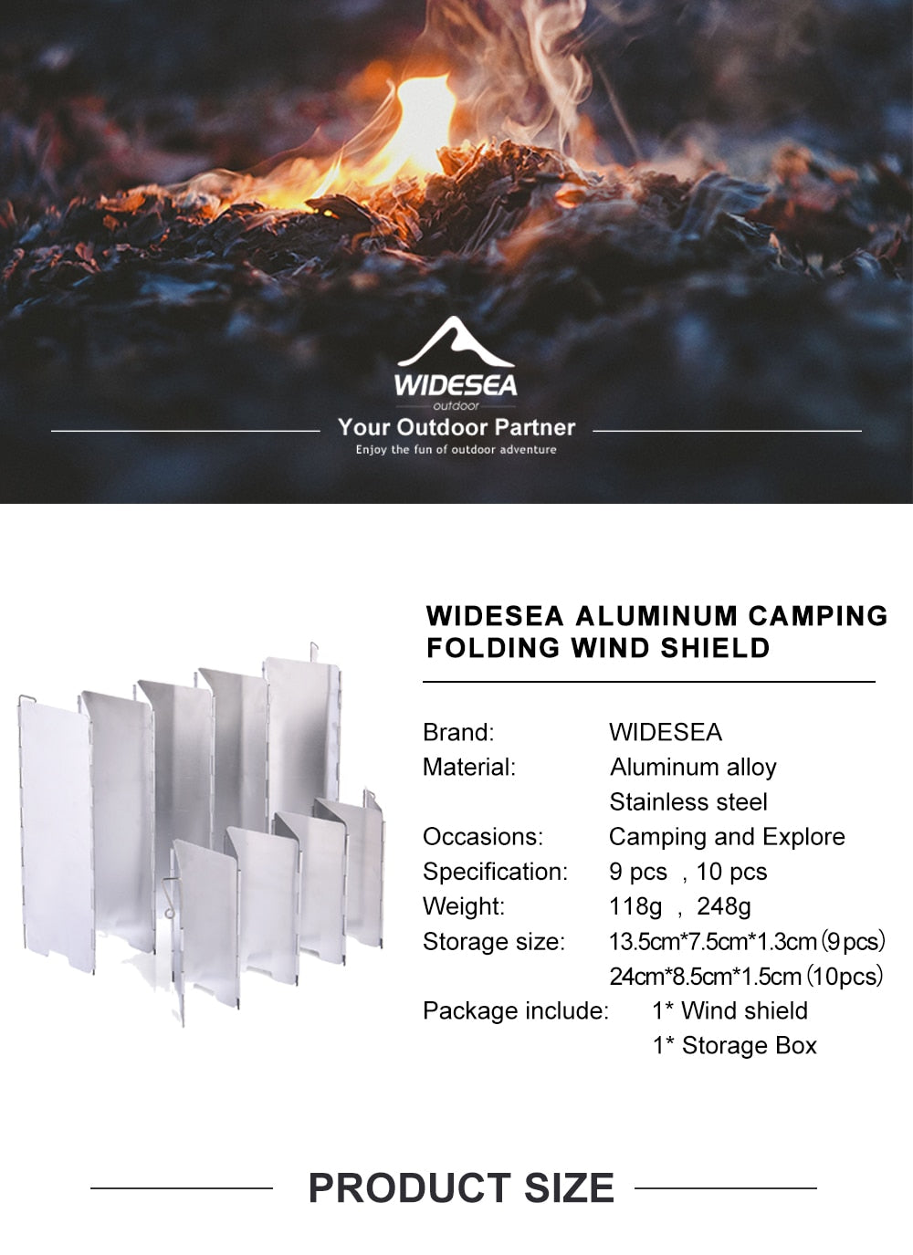 Camping Portable 9/10 Plates Folding Stove Wind Shield
