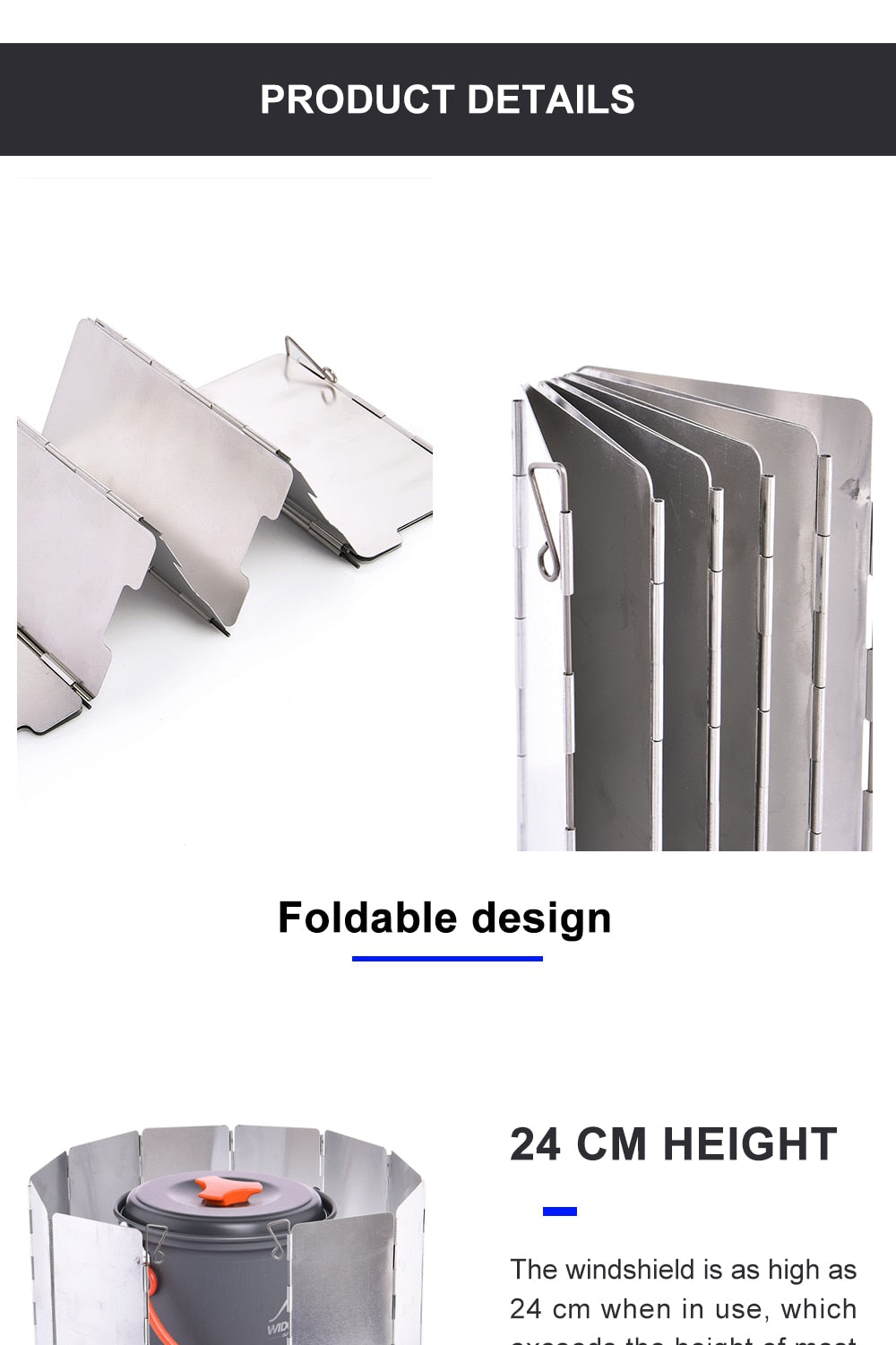 Camping Portable 9/10 Plates Folding Stove Wind Shield