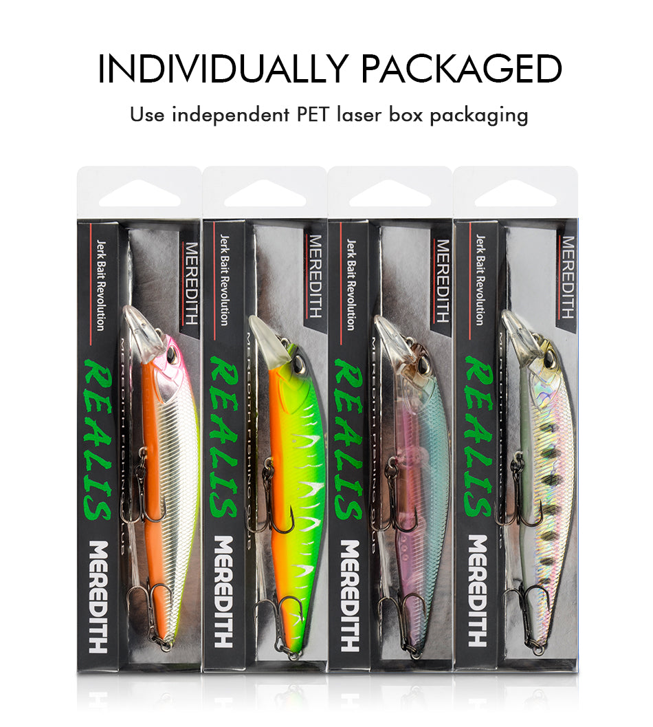 MRERDITH JERK MINNOW 100F 14g Floating Wobbler Fishing Lure 24Color Minnow Lure Hard Bait Quality Professional Depth0.8-1.0m