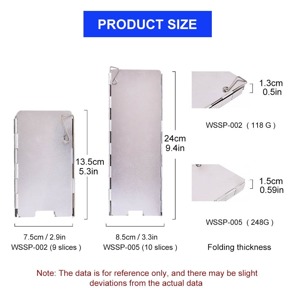 Camping Portable 9/10 Plates Folding Stove Wind Shield