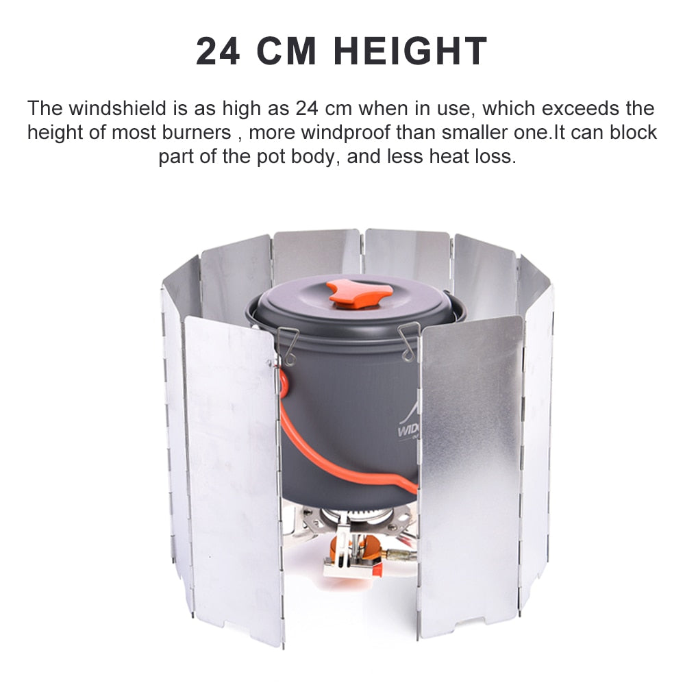 Camping Portable 9/10 Plates Folding Stove Wind Shield