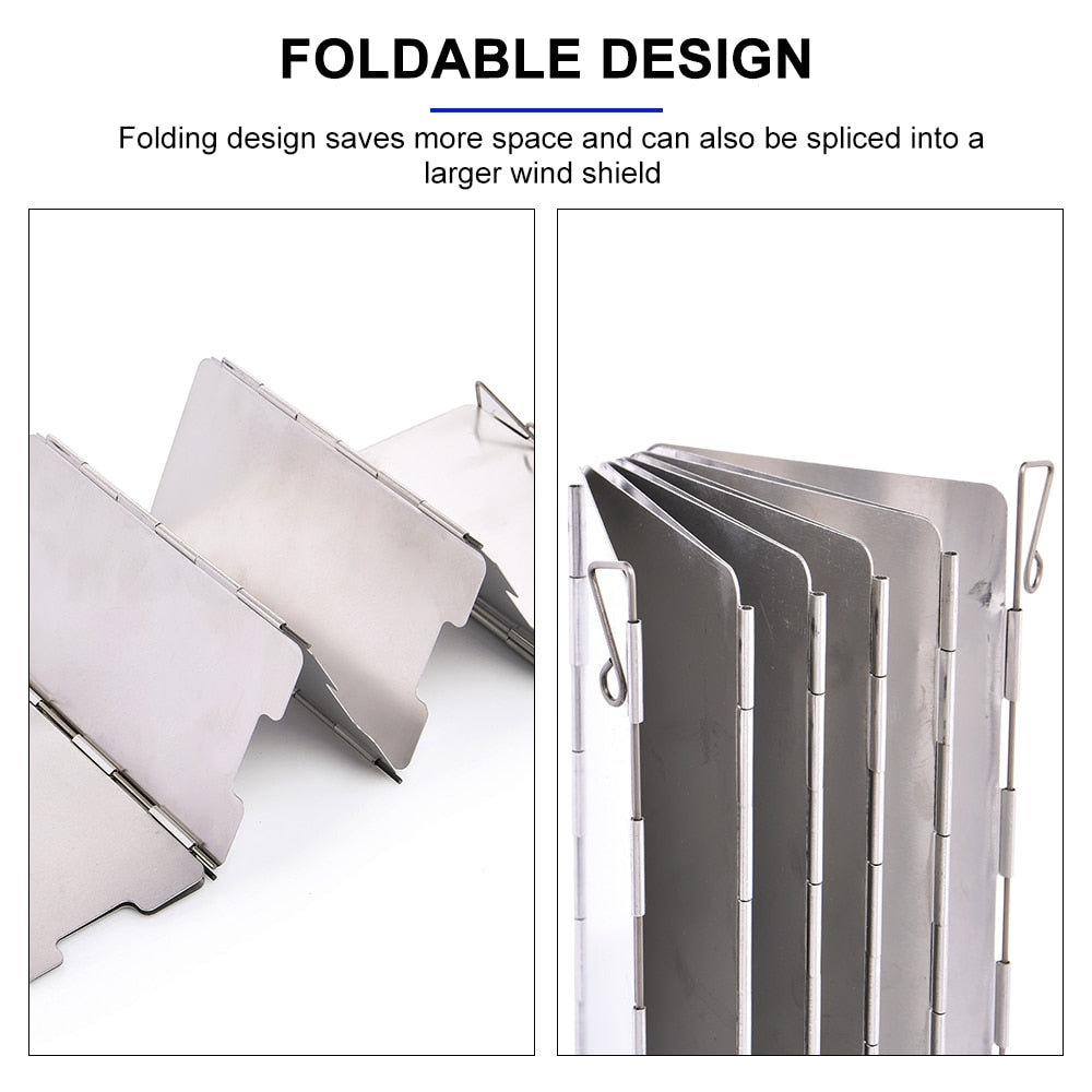 Camping Portable 9/10 Plates Folding Stove Wind Shield