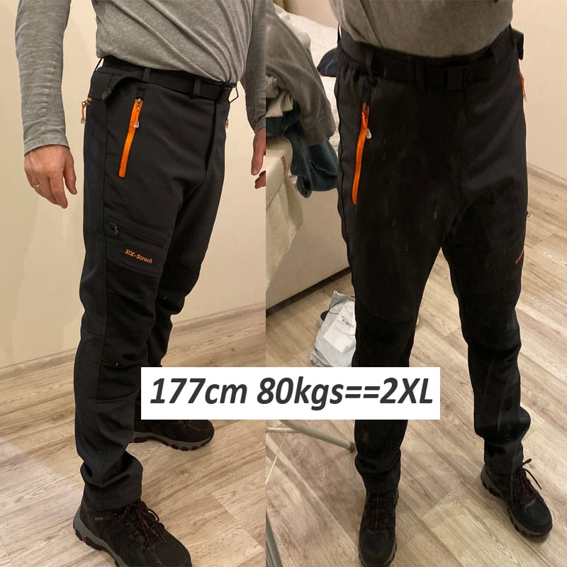 Men Oversized Plus size Winter Softshell Fleece Outdoor Pants