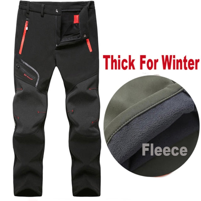 Men Oversized Plus size Winter Softshell Fleece Outdoor Pants