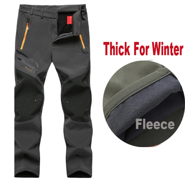 Men Oversized Plus size Winter Softshell Fleece Outdoor Pants