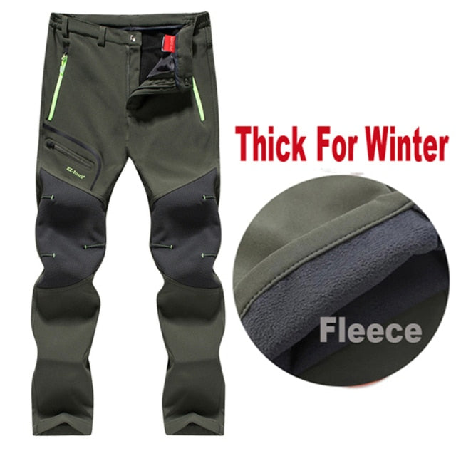 Men Oversized Plus size Winter Softshell Fleece Outdoor Pants