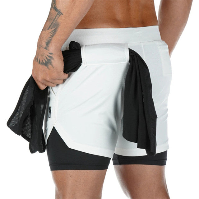 Men Double-deck Quick Dry Running Shorts