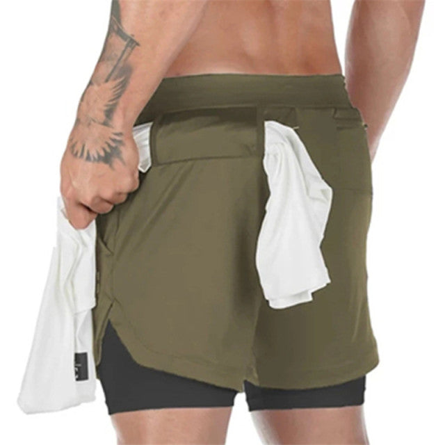 Men Double-deck Quick Dry Running Shorts