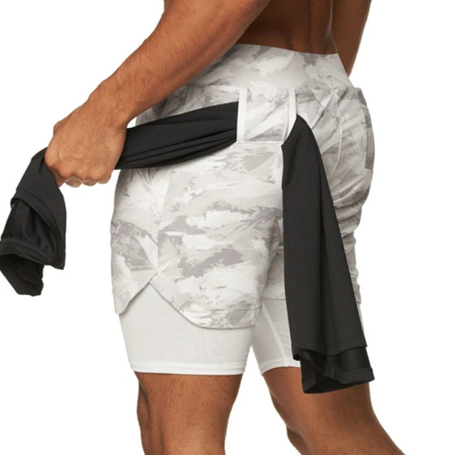 Men Double-deck Quick Dry Running Shorts