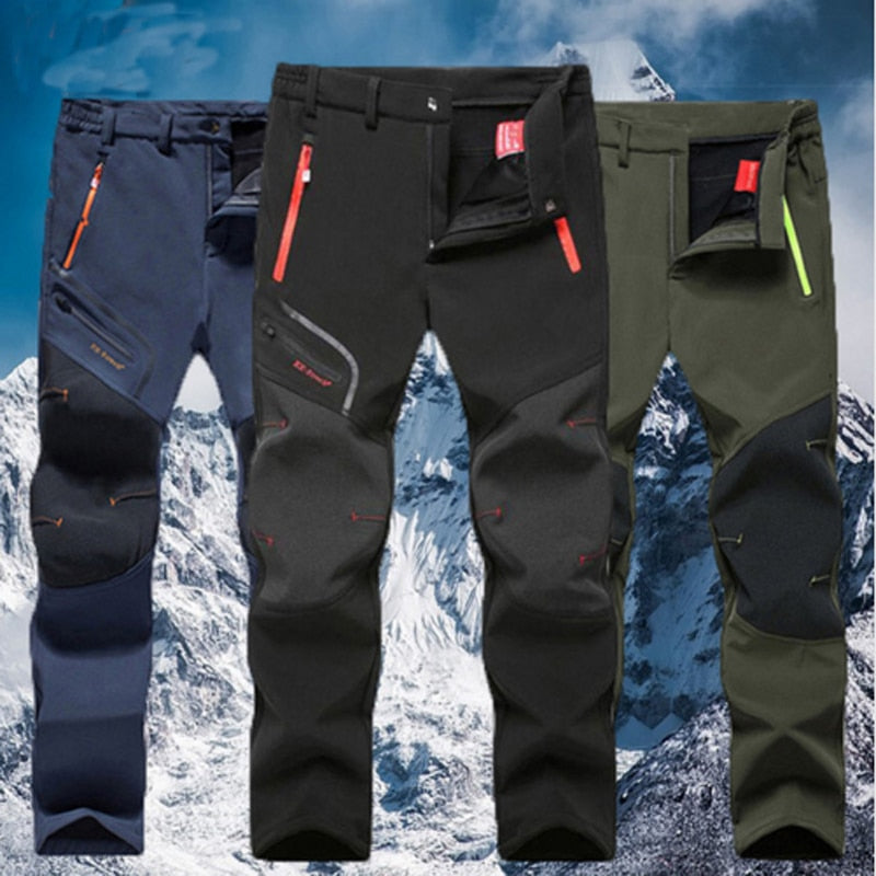 Men Oversized Plus size Winter Softshell Fleece Outdoor Pants