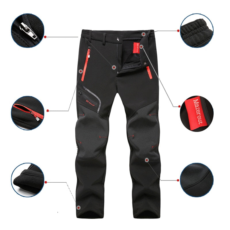 Men Oversized Plus size Winter Softshell Fleece Outdoor Pants