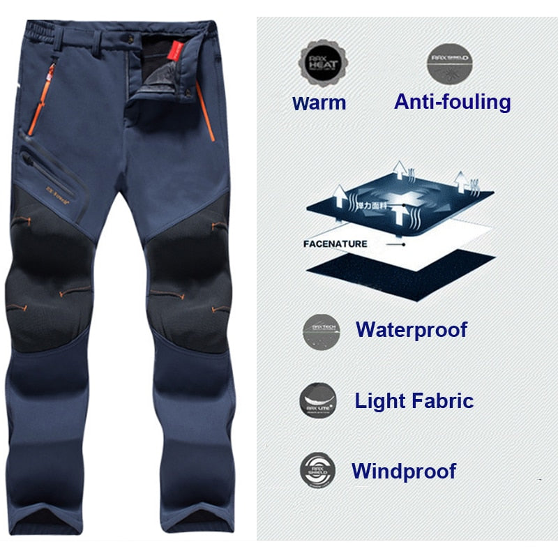 Men Oversized Plus size Winter Softshell Fleece Outdoor Pants
