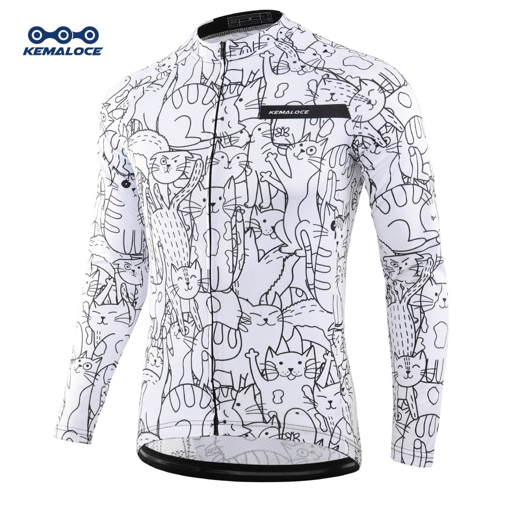 White Cycling Jersey MTB Jersey  Bicycle Team Cycling Shirt Men Long Sleeve Bike Wear Summer Premium Cycle Clothes