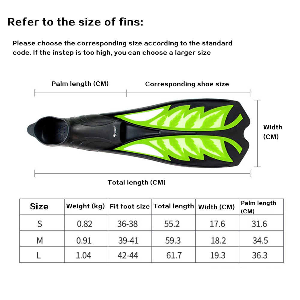 WAVE Snorkeling Professional Long Flippers Blade Fin Soft Rubber for Adults Kids Water Sport Diving Fins Swimming Training 2021