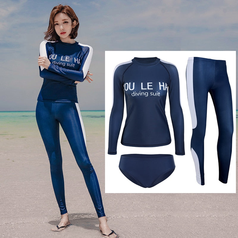 Women Long Sleeve Swimsuit | surfing, diving, snorkeling, wakeboarding