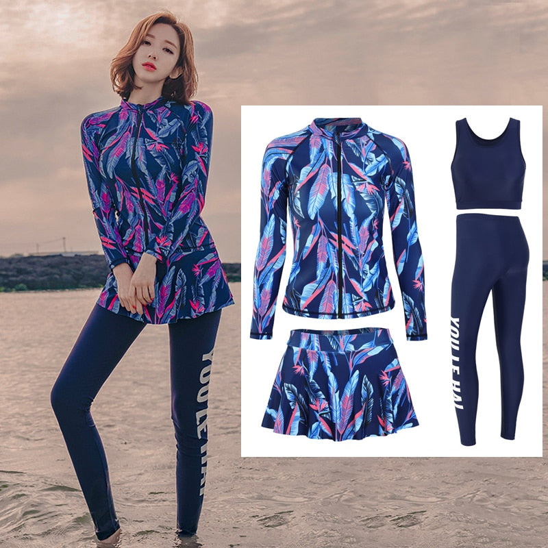 Women Long Sleeve Swimsuit | surfing, diving, snorkeling, wakeboarding