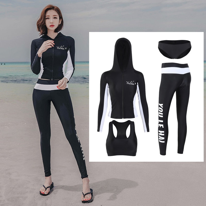 Women Long Sleeve Swimsuit | surfing, diving, snorkeling, wakeboarding