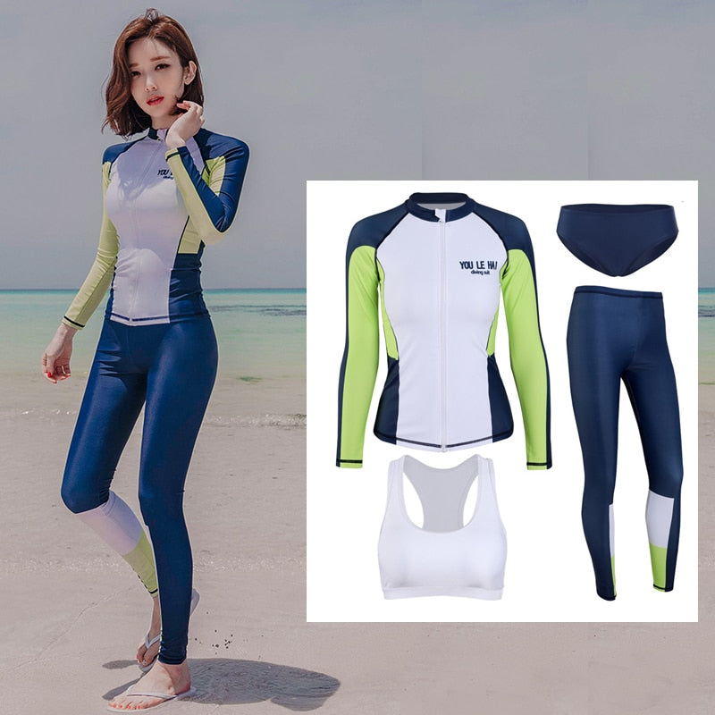 Women Long Sleeve Swimsuit | surfing, diving, snorkeling, wakeboarding