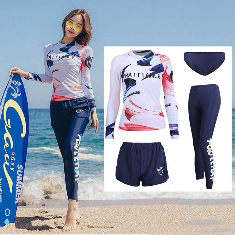Women Long Sleeve Swimsuit | surfing, diving, snorkeling, wakeboarding