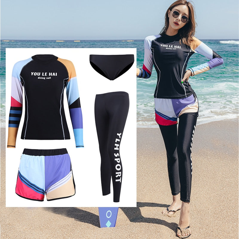 Women Long Sleeve Swimsuit | surfing, diving, snorkeling, wakeboarding