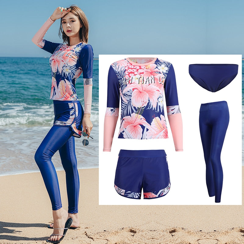 Women Long Sleeve Swimsuit | surfing, diving, snorkeling, wakeboarding