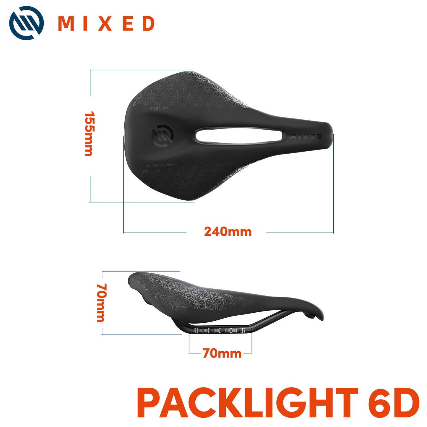 MIXED Full Carbon Fiber Saddle Pack 5D 6D 7D Ultra Light Weight Cushion 143mm 155mm for MTB Mountain Bicycle Road Bike Parts